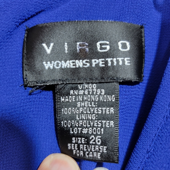 Vintage VIRGO Women's Royal Blue Layered Dress Beaded Sequins Plus Size 26 Petit - Picture 4 of 7